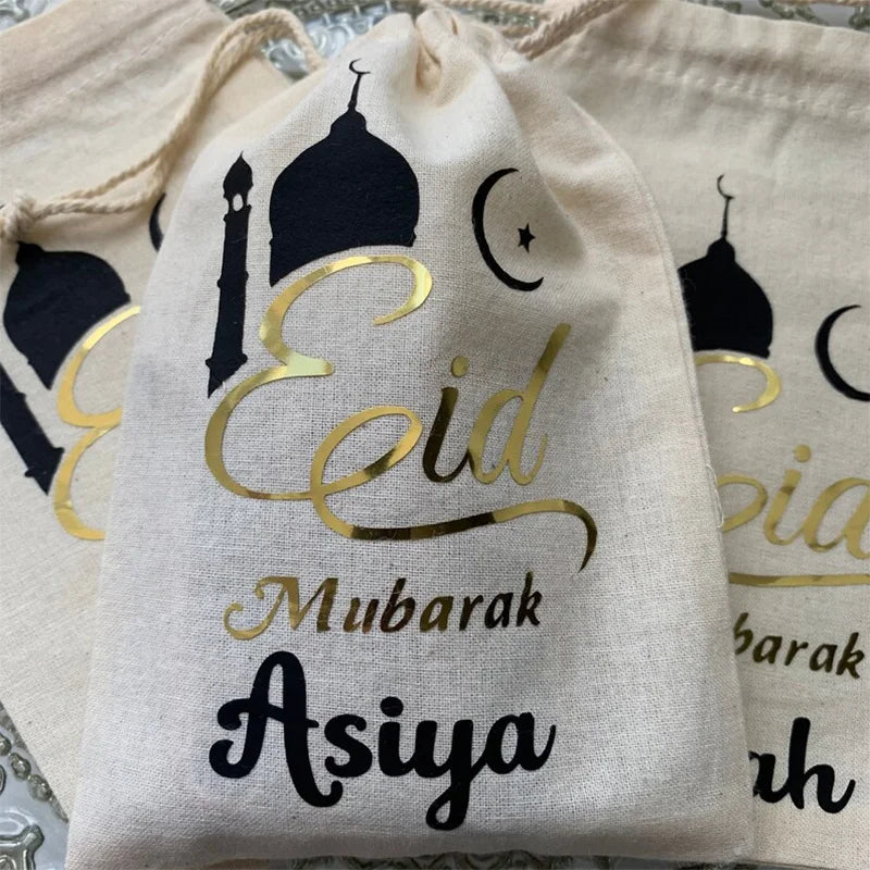Personalized Eid Mubarak Gift Bag | Candy Money Card Holder Holiday Gift Bag Peaceful Pleasures Health and Wellness