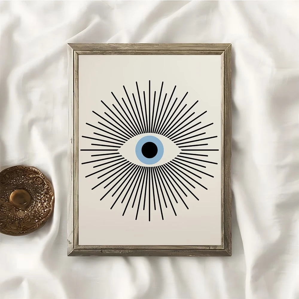 Abstract Blue Evil Eye Canvas Wall Art Print | Home Decor