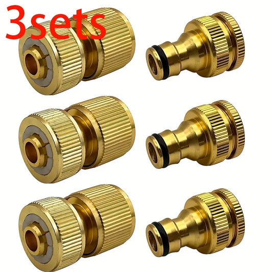 3sets EU Standard Aluminum Hose Connector 1 2'' 3 4'' Tap Fitting 13 Peaceful Pleasures Health and Wellness 3Set