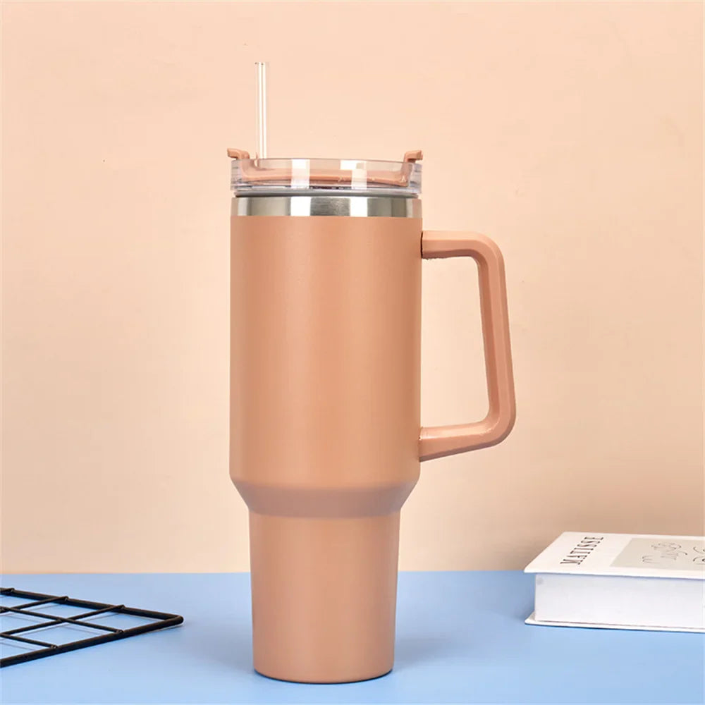 40oz Insulated Tumbler with Handle – Stainless Steel Travel Cup