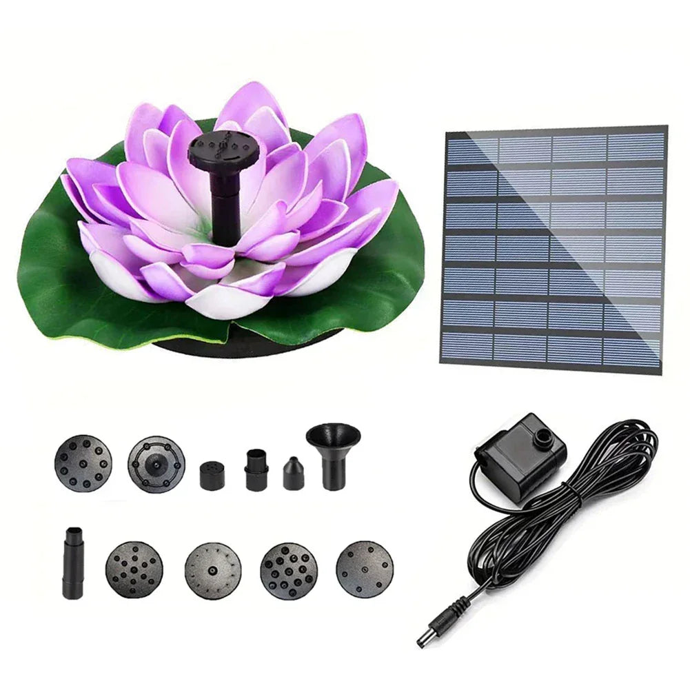 Lotus Solar Water Fountain – Floating Garden Fountain Peaceful Pleasures Health and Wellness Purple United States