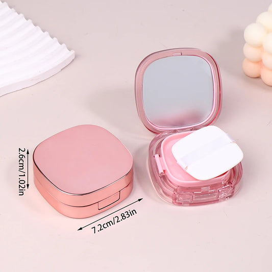 Square Empty Air Cushion Puff Box Portable Cosmetic Makeup Case Container With Powder Sponge Mirror For BB Cream Foundation Diy Peaceful Pleasures Health and Wellness