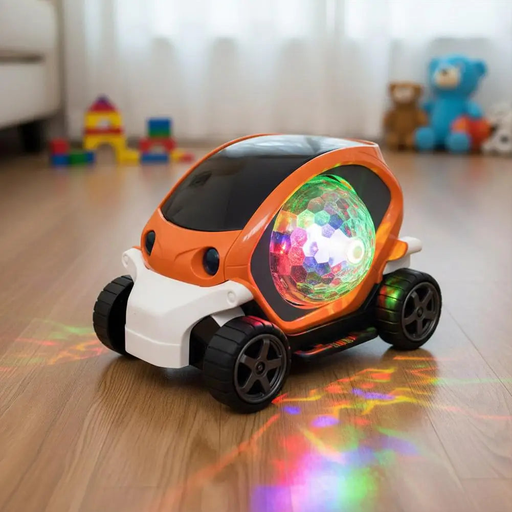 Rotating Electric Toy Car Disco Ball Light Music Bump Go Obstacle