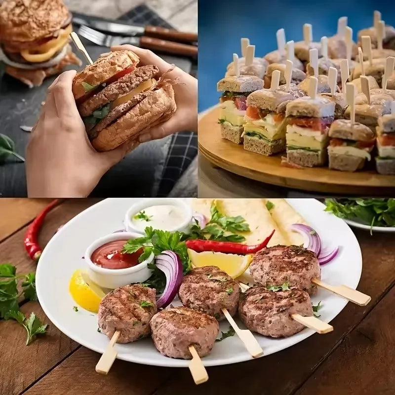 100 Bamboo Skewers – Paddle Picks for BBQ, Cocktails & Appetizers Bamboo Skewer Picks Peaceful Pleasures Health and Wellness
