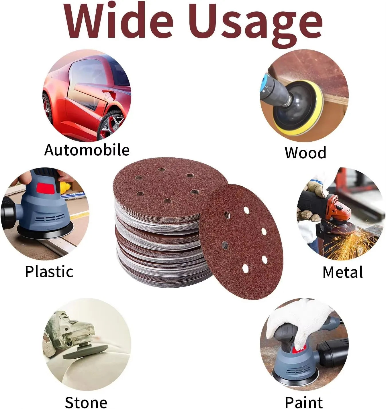 10 20 6 Hole Sanding Sheet 60-600 Gravel Flocking Sandpaper Track