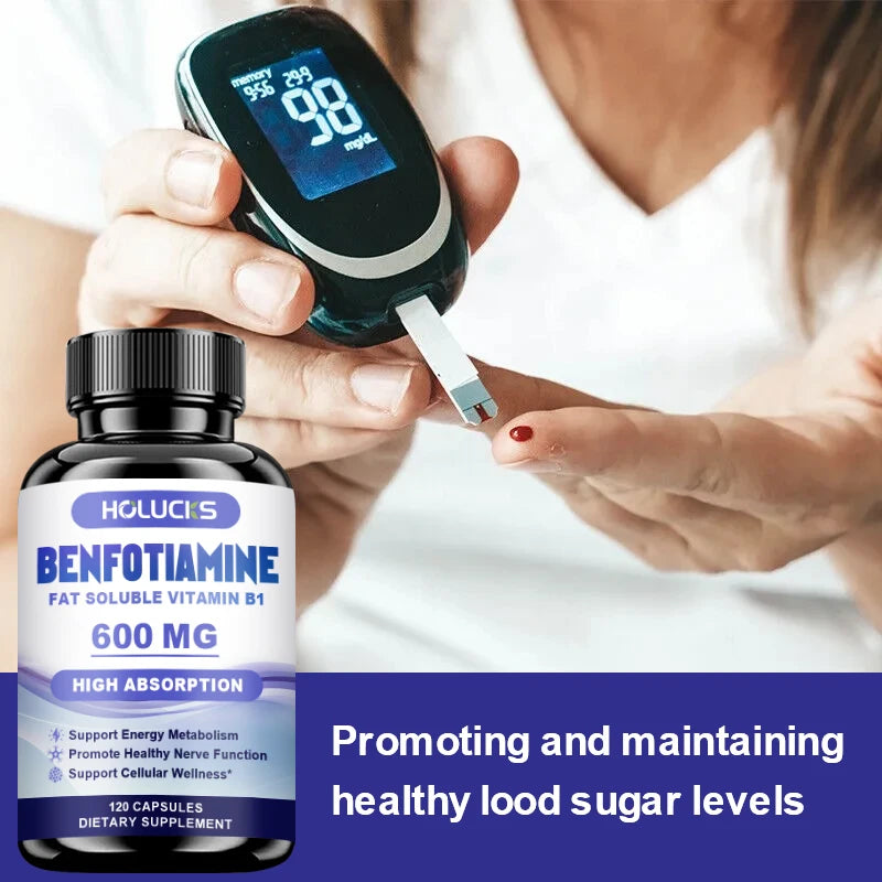 HOLUCKS Benfotiamine 600mg – Nerve & Energy Support Capsules Vitamin B1 Supplement Peaceful Pleasures Health and Wellness
