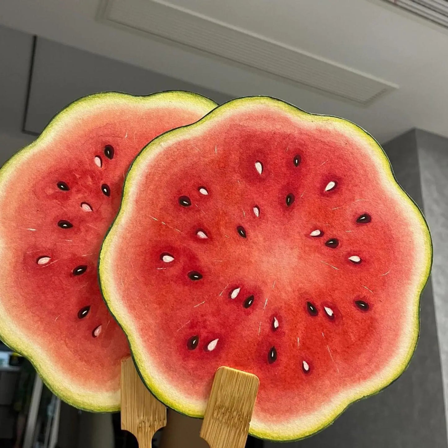 Round Fans For Travel Watermelon Printing Photo Prop Camping Watermelon Print Fan For Camping Picnic Fishing Beach Outdoor Men Peaceful Pleasures Health and Wellness