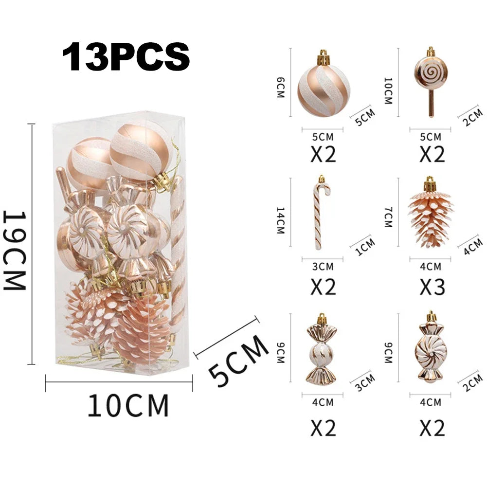 13-Pc Christmas Candy Ornaments Set | Glitter Holiday Tree Decor