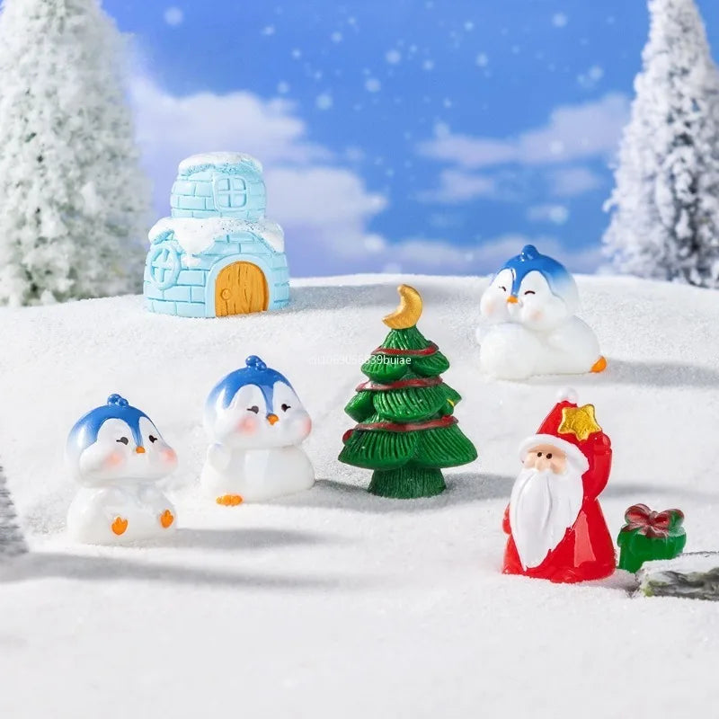 Christmas Mini Resin Figurines Miniatures Santa Claus Snowman Elk Ornament Micro Landscape Merry Xmas Ornament Decoration Decor Peaceful Pleasures Health and Wellness