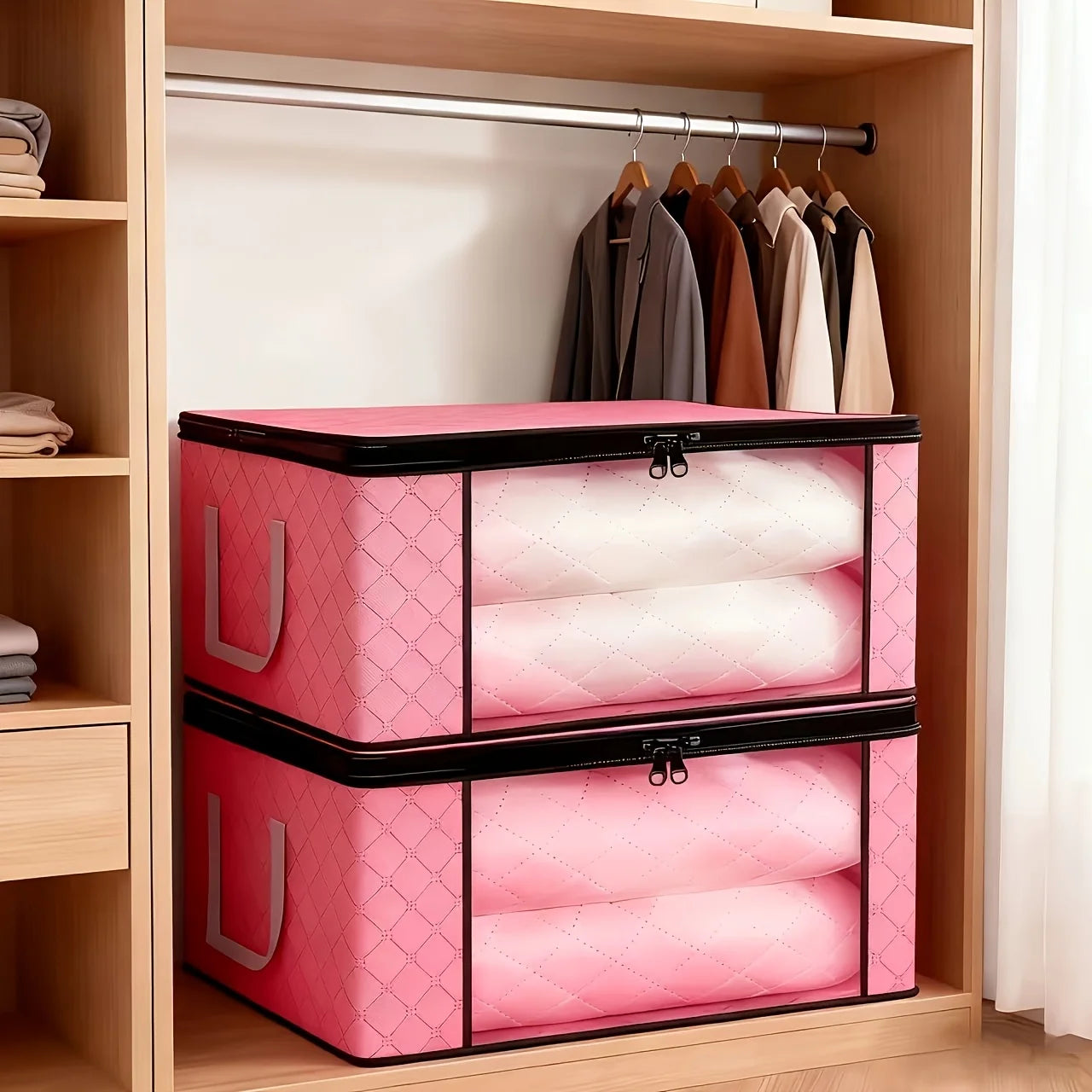 Foldable Clothes & Blanket Storage Bags with Clear Window