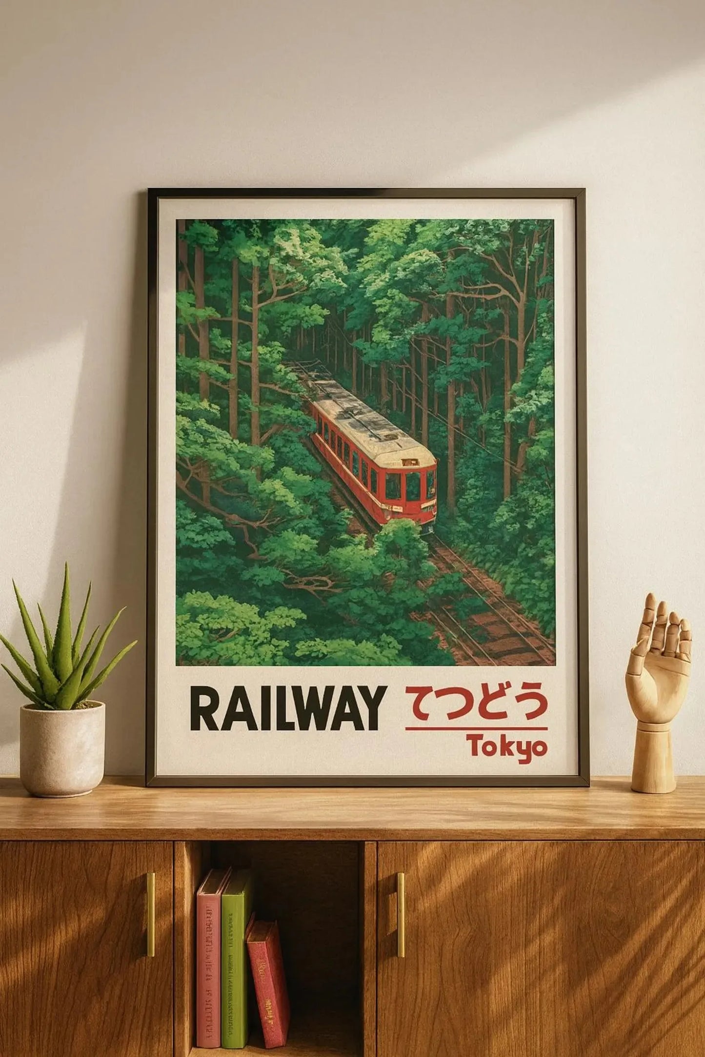 Retro Japanese Railway Landscape Canvas Print Tokyo Rainy Night Street Wall Art Poster for Modern Living Room Bedroom Home Decor Peaceful Pleasures Health and Wellness WO737 40x50cm Unframed
