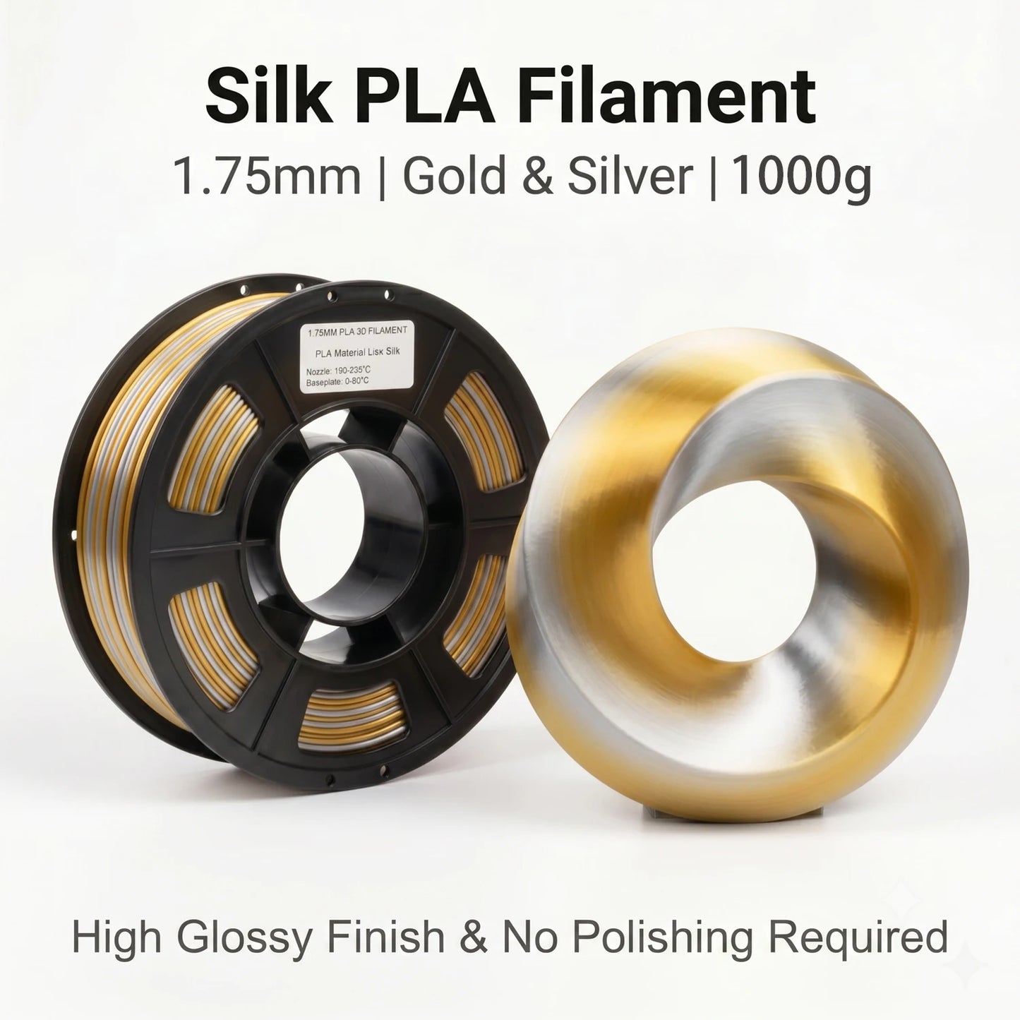 Silk PLA+ Dual Color 3D Filament 1.75mm | DINGSUN 3D Gradient