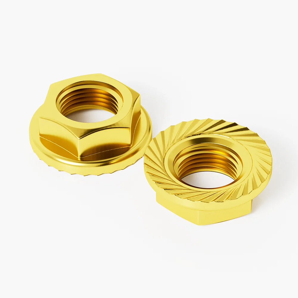 Titanium Blue Stainless Steel Flange Hex Nuts M4–M10 | 5-Pack
