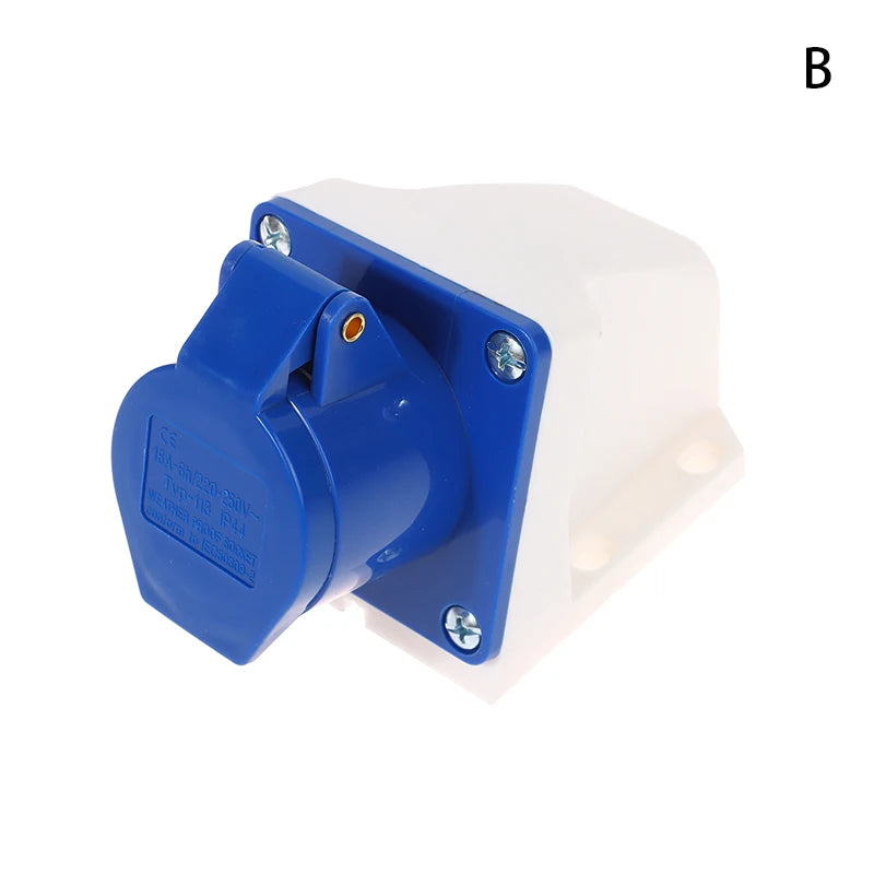New 220V 16A 3 Pin Industrial Waterproof Plugs/Socket Male/Female Connector IP44 2P For Caravan Motorhome Trailer Truck Yacht Peaceful Pleasures Health and Wellness B