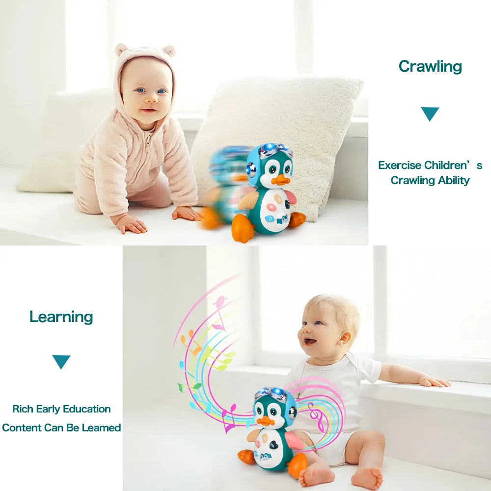 Baby Crawling Toys Musical Penguin Infant Moving Walking Dancing