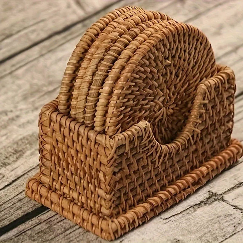 Handcrafted Rattan Bamboo Coaster Set | Heat-Resistant Pot Mat