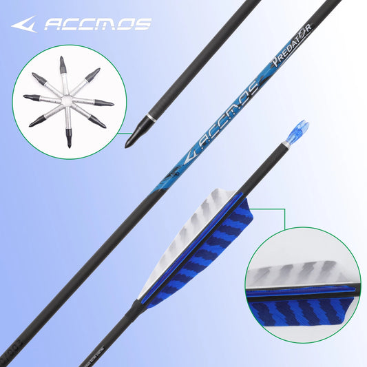 6 Archery Pure Carbon ID6 Spine 250-800 Feather Recurve Compound Bow Peaceful Pleasures Health and Wellness sp250-6pcs