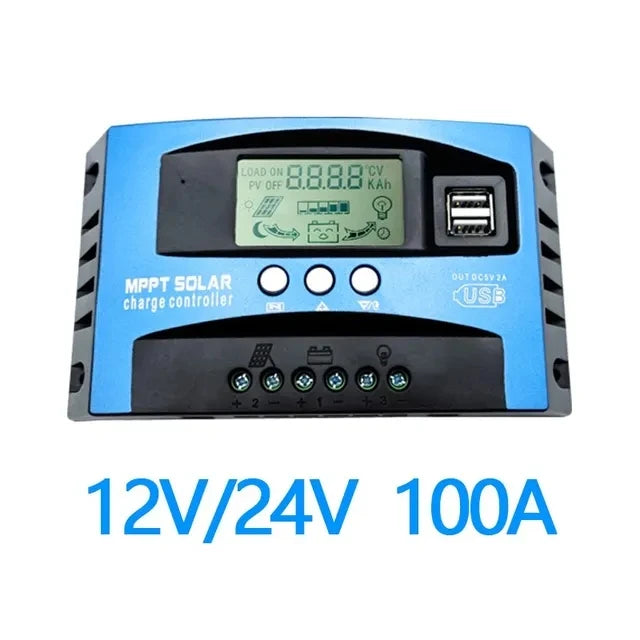 Solar Charge Controller MPPT 30A 50A 80A 100A LCD Display 12V 24V AUTO Dual USB Solar Charge And Discharge Controller Peaceful Pleasures Health and Wellness 100A