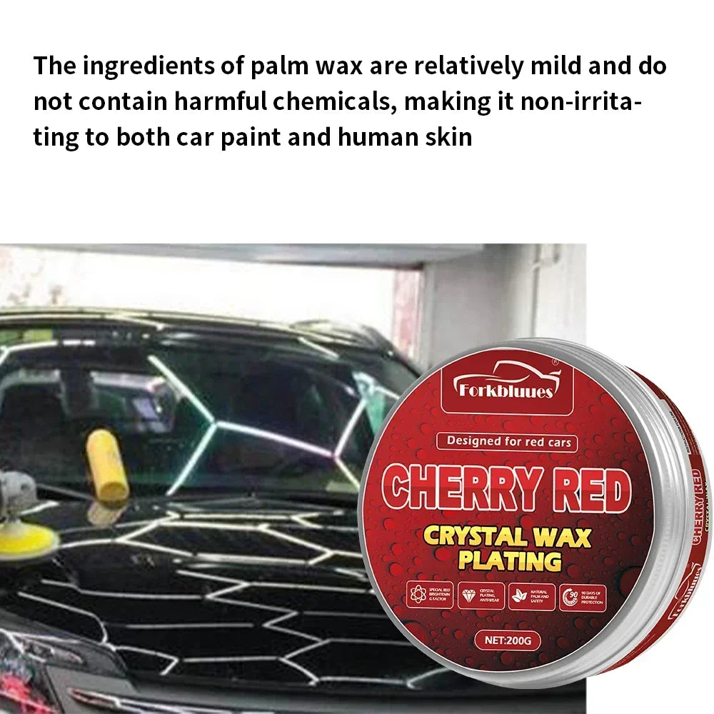 Red Color Car Wax Crystal Plating Set Hard Auto Wax Paint Care Coating Tiny Scratch Repair Car Polisher with Sponge Peaceful Pleasures Health and Wellness