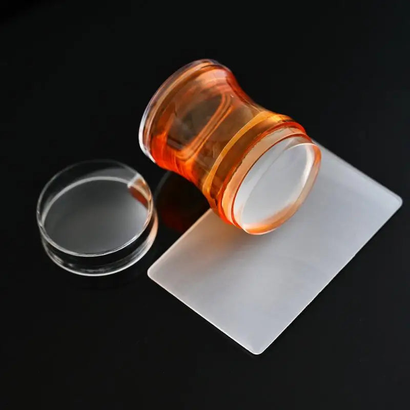 Nail Art Stamper Clear Jelly Silicone Head Manicure Scraper Nail Stamp Scraper Stamping Polish Print DIY Manicure Tool Peaceful Pleasures Health and Wellness Yellow