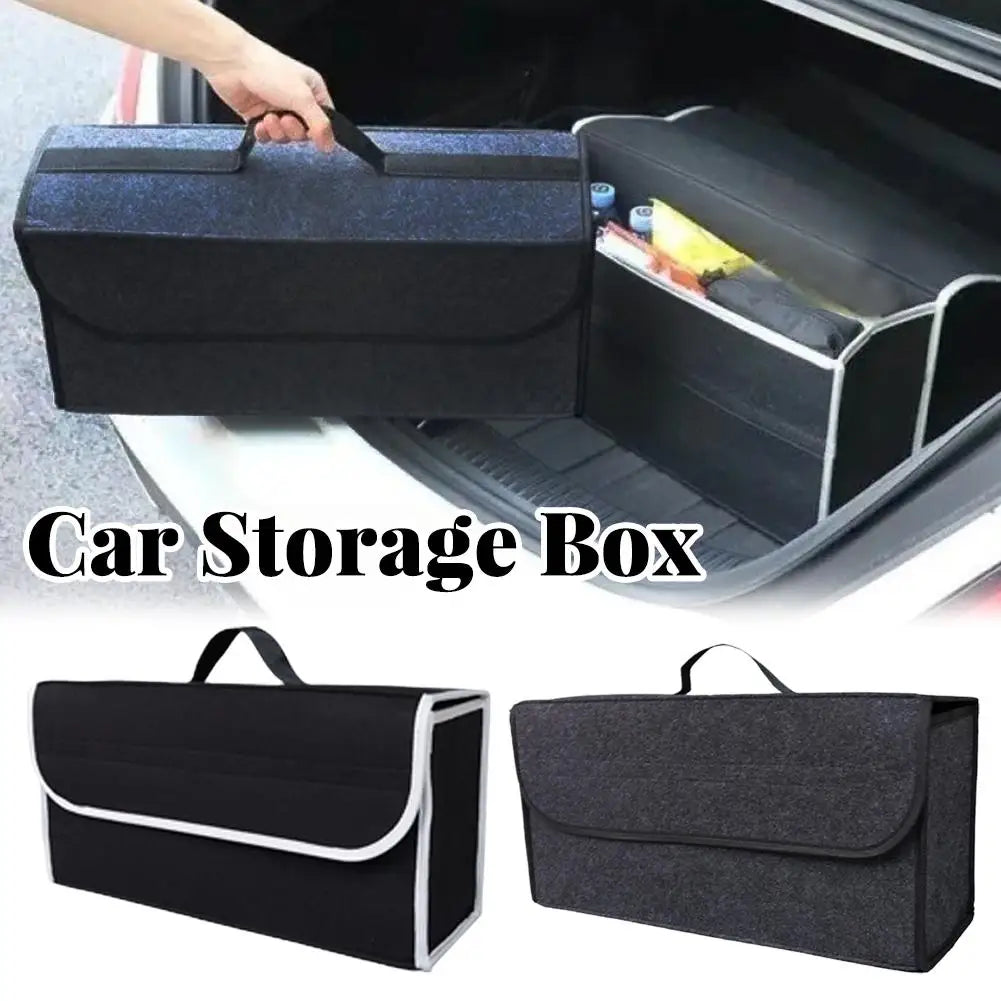 Foldable Felt Car Trunk Organizer | Large Storage Box Dark Gray