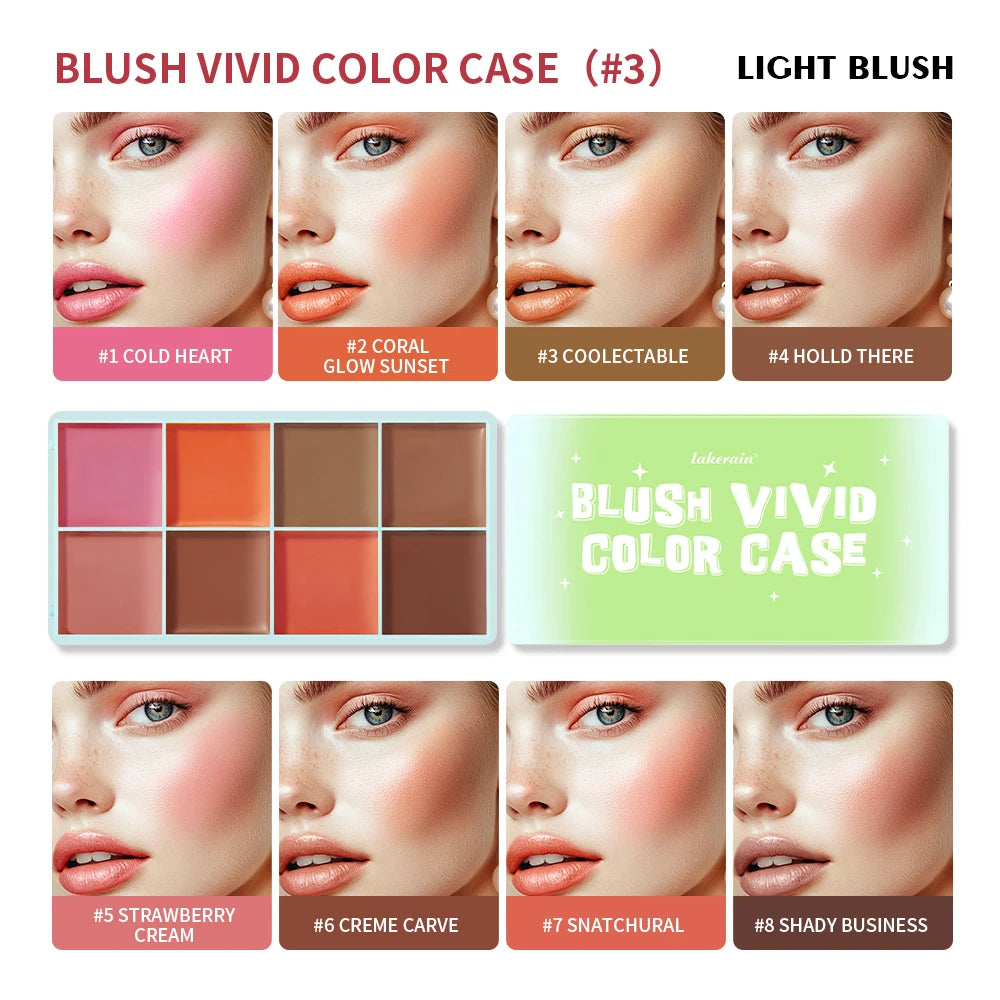 8Colors Cream Highlighter/Brow/Blush Palett Face Brighten Highlighter Blush&Contouring Shimmer Waterproof Makeup Tool Cosmetics Peaceful Pleasures Health and Wellness blush A