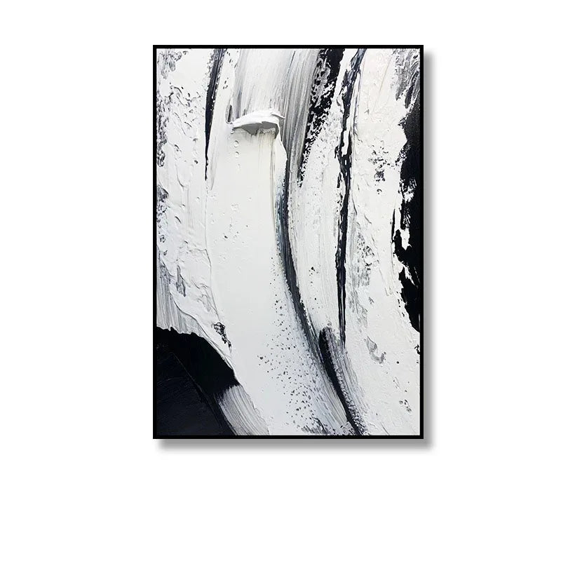 Hand-painted Oil Painting Black and White Modern Minimalist Entrance Three-dimensional Large Floor-to-ceiling Gypsum Painting Peaceful Pleasures Health and Wellness Without frame A Custom