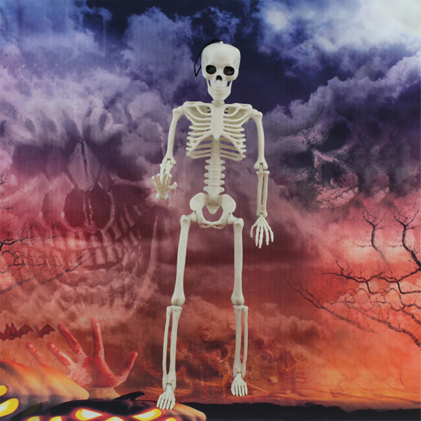 Halloween Life Size Skeleton Full Body 40cm Posable Halloween Skeleton Decor with Movable Joints for Haunted Houses Cemeteries Peaceful Pleasures Health and Wellness