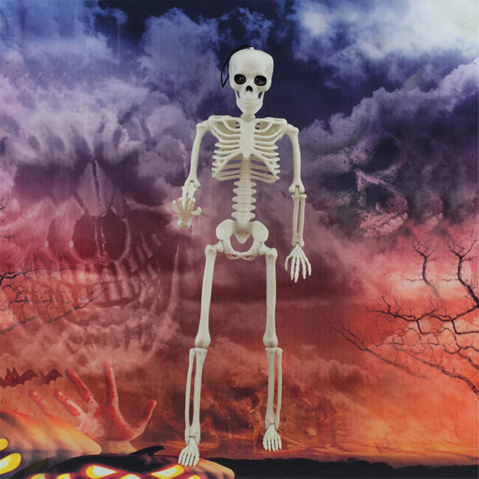 Halloween Life Size Skeleton Full Body 40cm Posable Halloween Skeleton Decor with Movable Joints for Haunted Houses Cemeteries Peaceful Pleasures Health and Wellness