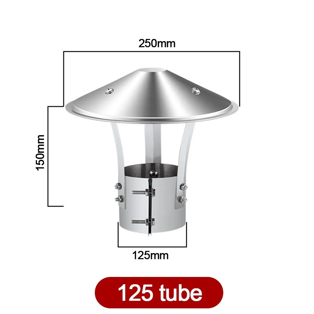 Stainless Steel Chimney Rain Cap 75–160mm | Exhaust Vent Hood