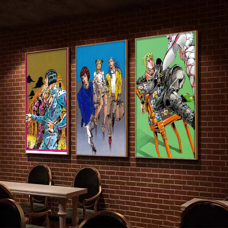 JoJo's Bizarre Adventure Retro Canvas Wall Art Anime Poster Canvas Wall Art Peaceful Pleasures Health and Wellness