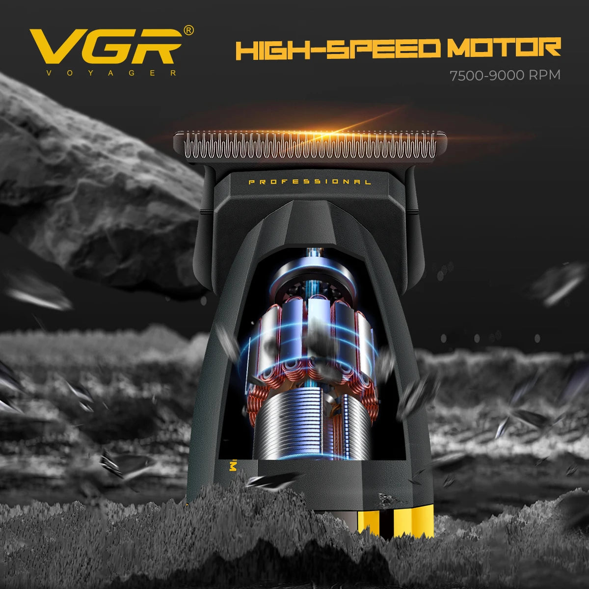 VGR professional high-end hair clipper metal mecha wind men's electric push hair salon home oil head carving pusher V-285T Peaceful Pleasures Health and Wellness