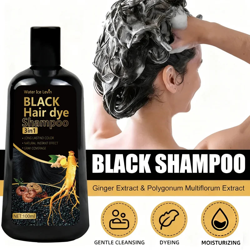 Water Ice Levin Black Hair Dye Shampoo – Natural, Gentle & Long-Lasting 100ml Peaceful Pleasures Health and Wellness
