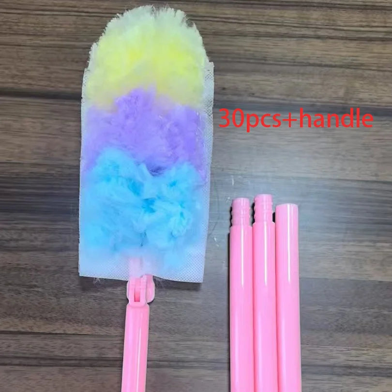 10pcs Electrostatic Feather Duster Set with Telescopic Long Handle for Home Car Ceiling Fan Desk Dusting And Cobweb Cleaning Peaceful Pleasures Health and Wellness 30pcs handle