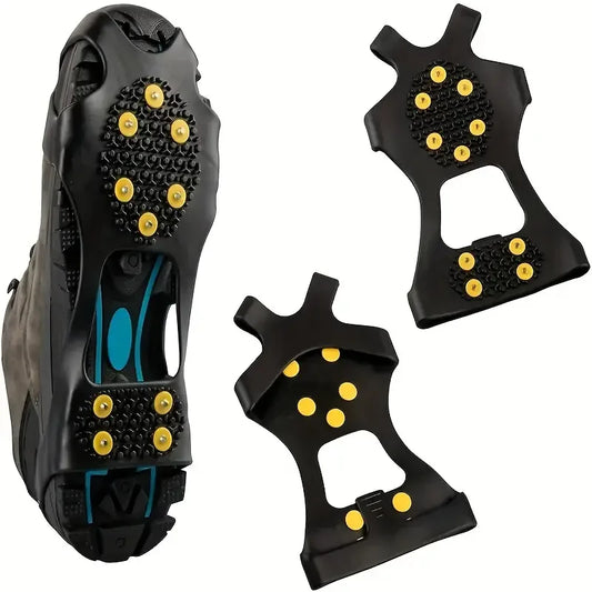 1Pair/2 Pairs Non-slip Shoes Covers, 10-tooth Ice Claws Spikes Crampons For Outdoor Mountaineering Camping Hiking Peaceful Pleasures Health and Wellness XXL (2 Pairs)