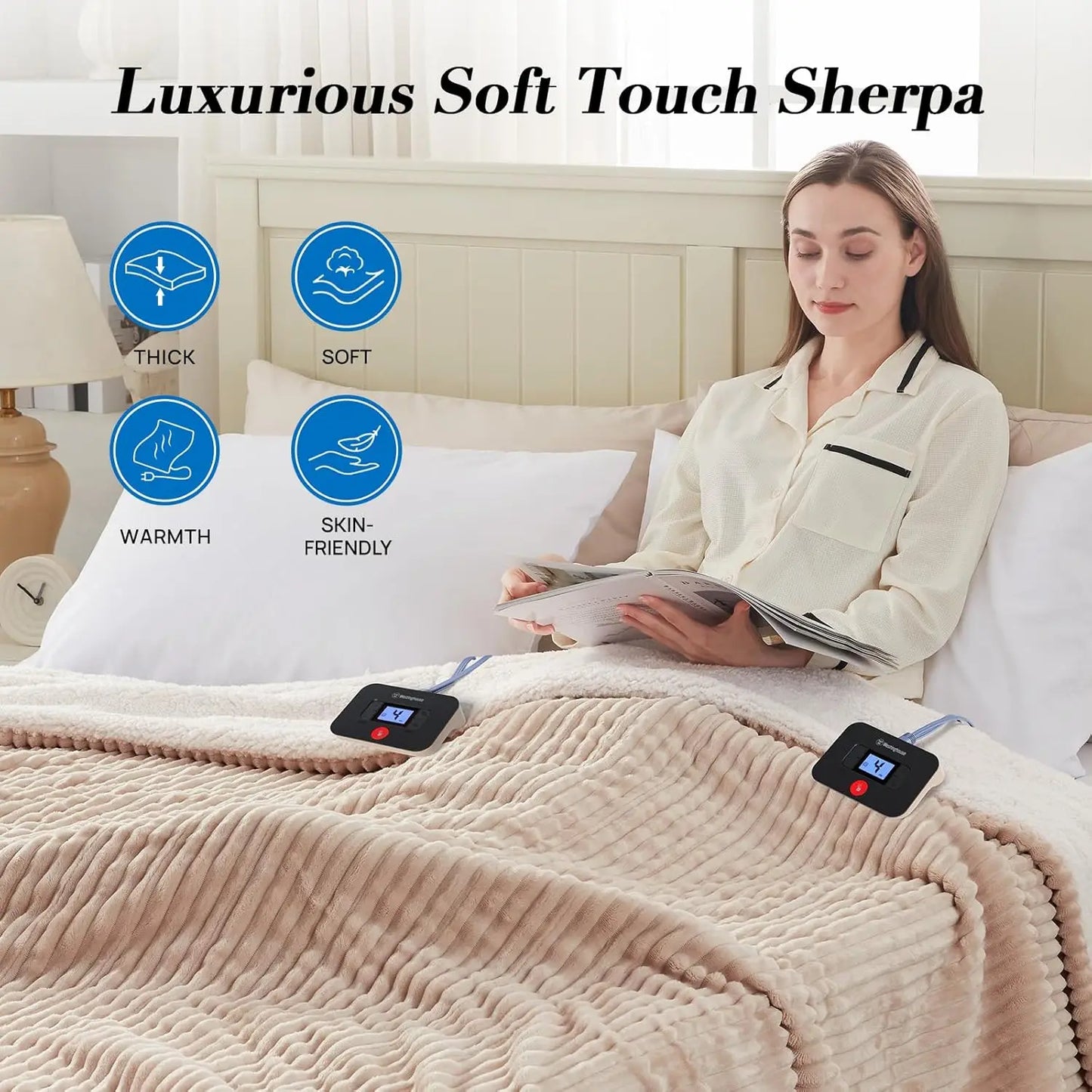 Queen Electric Blanket – Reversible Flannel & Sherpa Peaceful Pleasures Health and Wellness