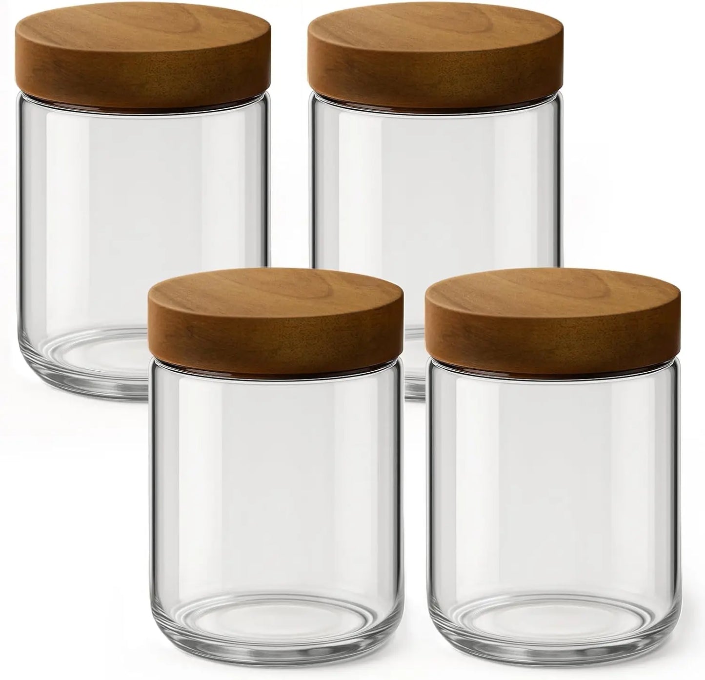 16oz Glass Storage Jar with Acacia Wood Lid | Wide Mouth Mason Jar