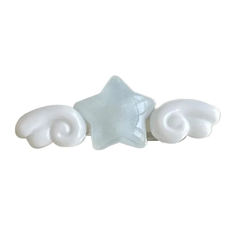 New Jelly Pink Star Wings Hair Clip Cartoon Sweet Versatile Side Clip Hair Accessories Superlatives Duckbill Star Wing Hairpin Peaceful Pleasures Health and Wellness Blue