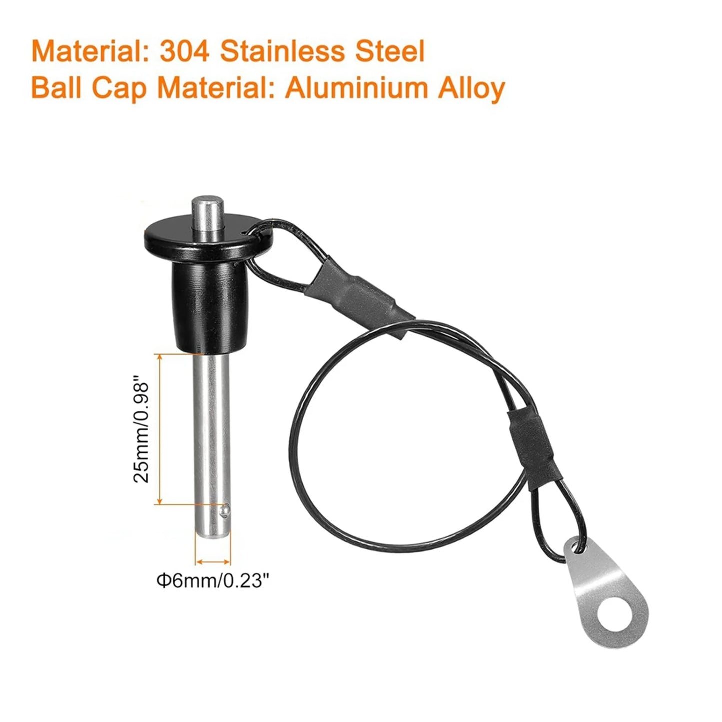 A36T-4X Stainless Steel Quick Release Pin 6Mm Diameter Ball Locking Pin With Push Button Lanyard Cable Usable Length 25Mm Peaceful Pleasures Health and Wellness