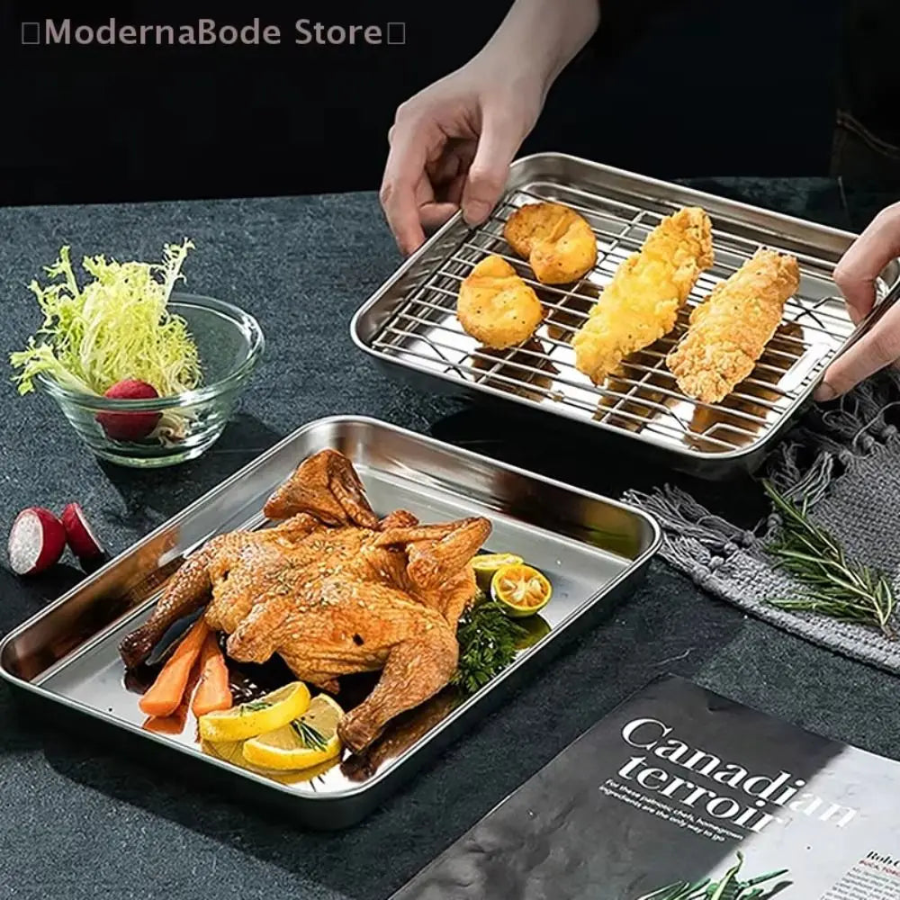 Stainless Steel Baking Pan with Cooling Rack | 4 Sizes