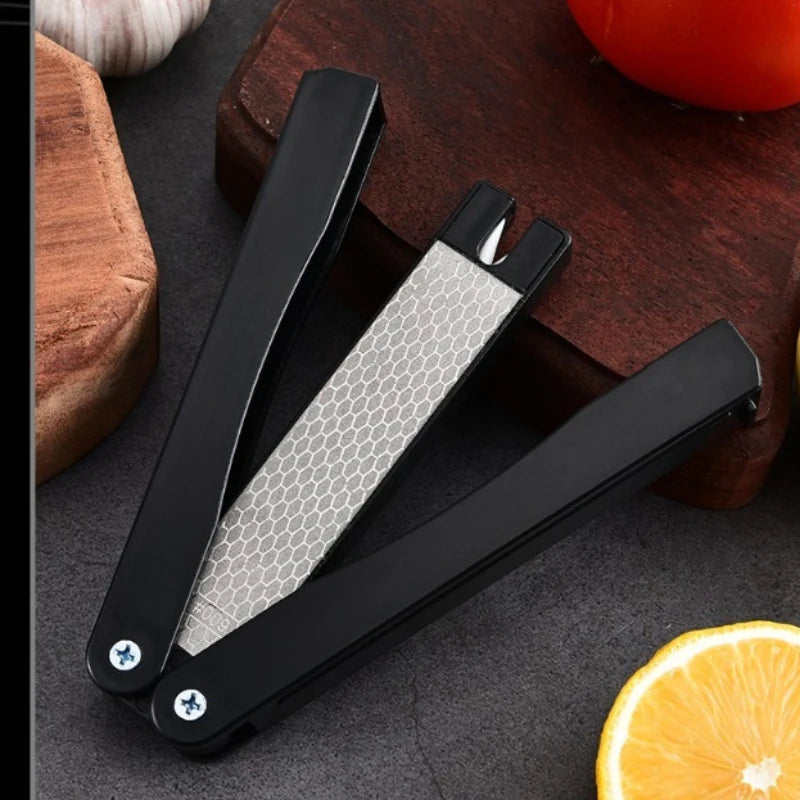 Portable Diamond Knife Sharpener 400/600 Grit Double Sided Foldable Stone for HomeKitchen Outdoor Camping Non-Slip Handle Tools Peaceful Pleasures Health and Wellness