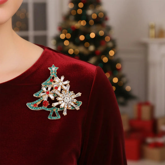 Santa Claus Christmas Tree Brooch Vintage Alloy Pin Badge for Clothes Hats Bags Christmas Party Decorations Peaceful Pleasures Health and Wellness