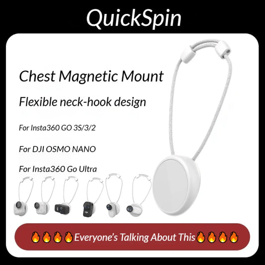 Magnetic Chest Neck Mount for Insta360 GO 3S/3/2 & DJI OSMO Action Camera Mount Oasis Select