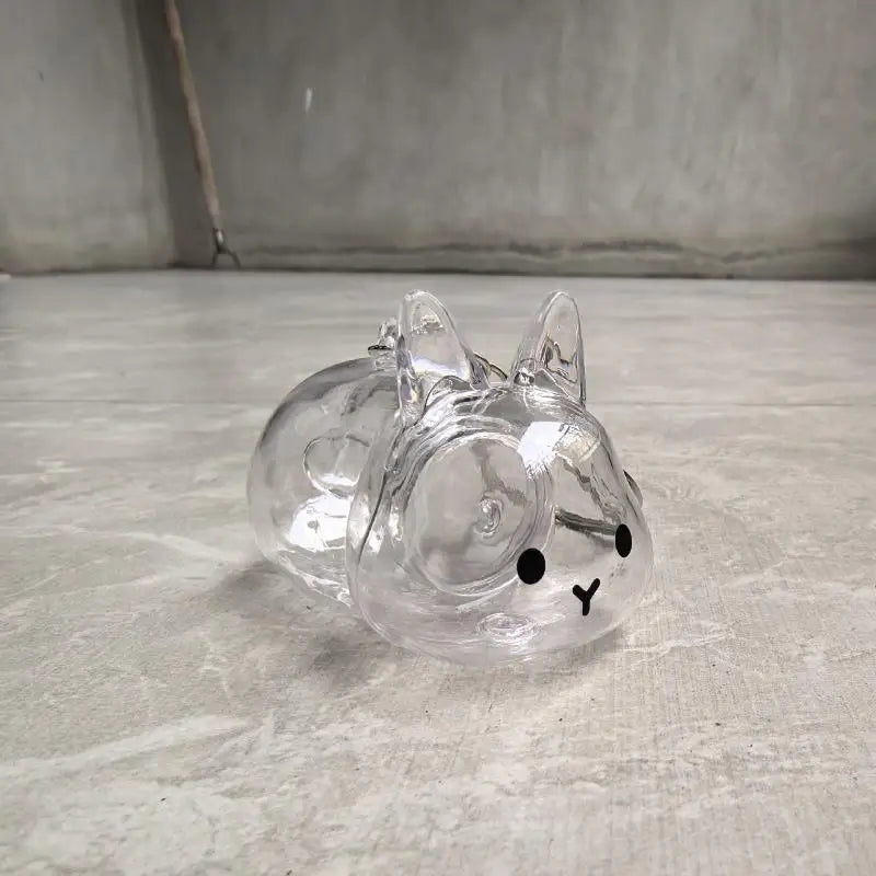 Cute Rabbit Pet Hair Memorial Transparent Storage Box Keychain