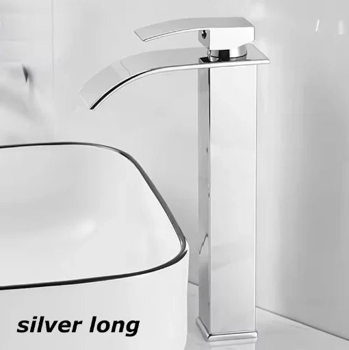 Black Stainless Steel Waterfall Basin Faucet | Hot & Cold