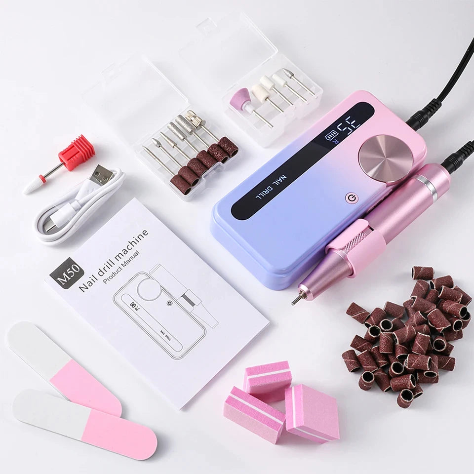 Professional Gel Nails Care, Rechargeable Portable Nail File Manicure Tool 35000RPM Electric Nail Polisher Peaceful Pleasures Health and Wellness