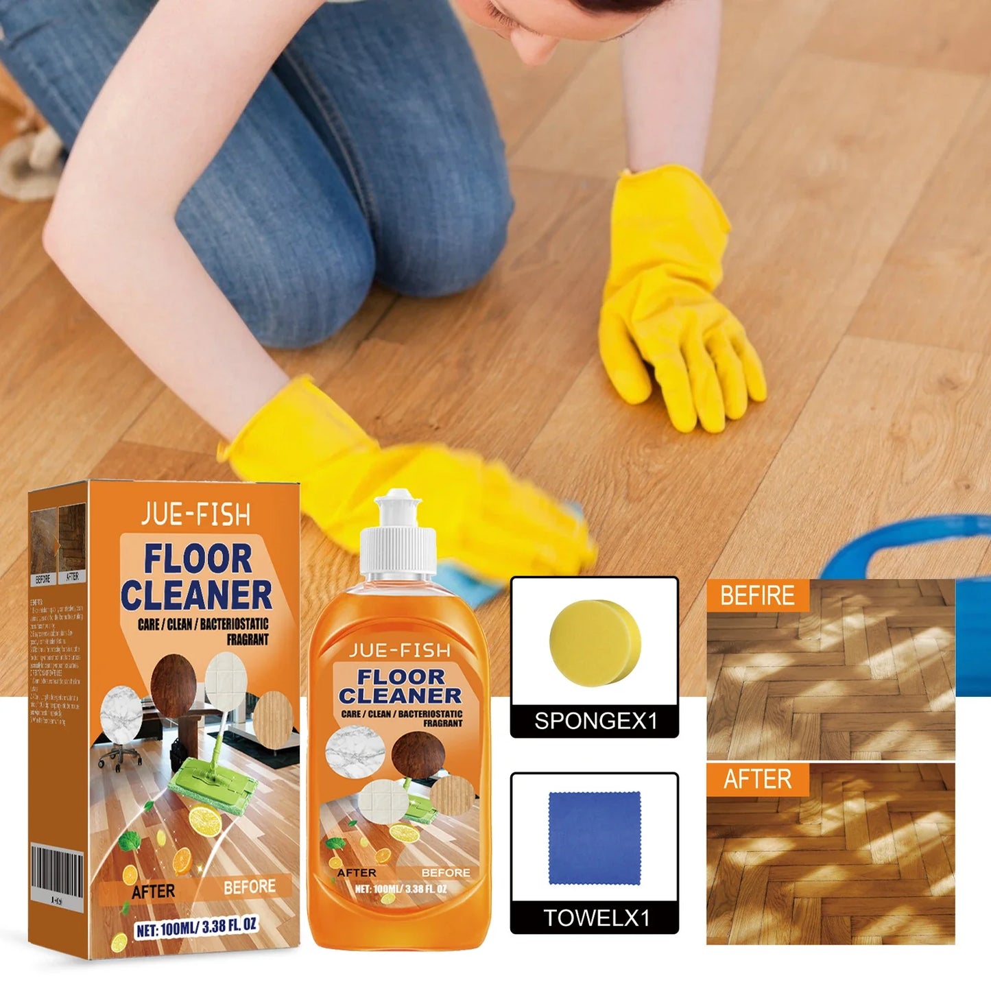 Jue Fish Floor Cleaner – Wood, Tile & Laminate Descaler