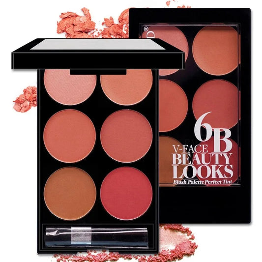 6-Color Blush & Contour Palette – Pearlescent & Matte Powder Blush Contour Palette Oasis Select