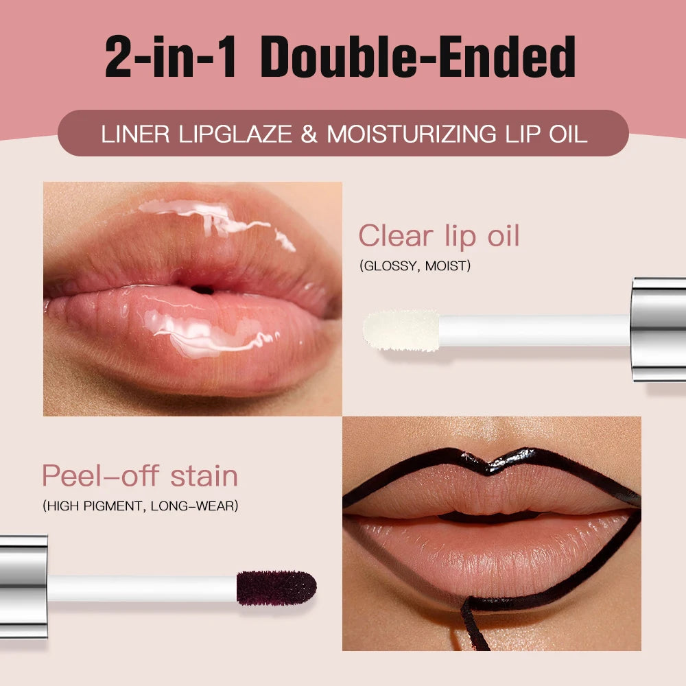Double Head Waterproof Lip Liner And Lip Gloss Lip Stain Long Wear Matte Nourishing Ingredients Smudge Proof Cosmetics Peaceful Pleasures Health and Wellness