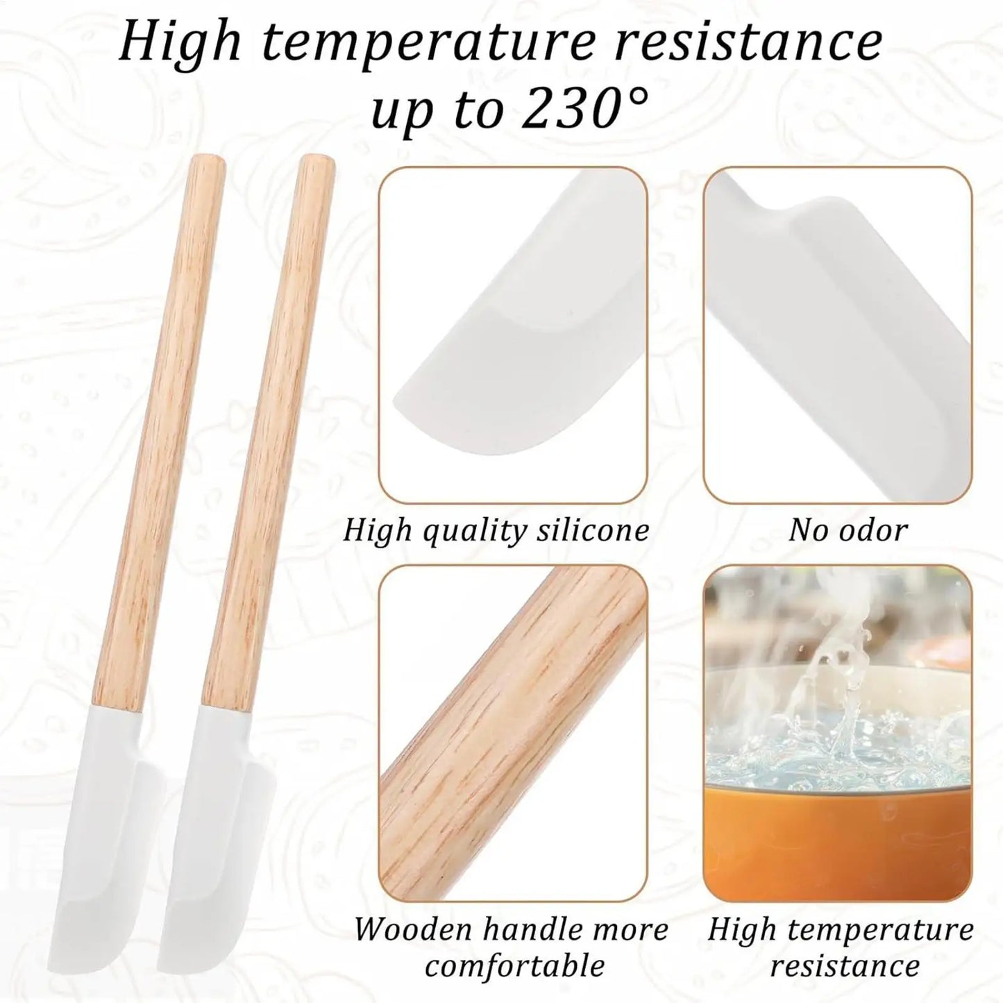 Wooden Handle Silicone Spatula – Heat-Resistant Baking Scraper